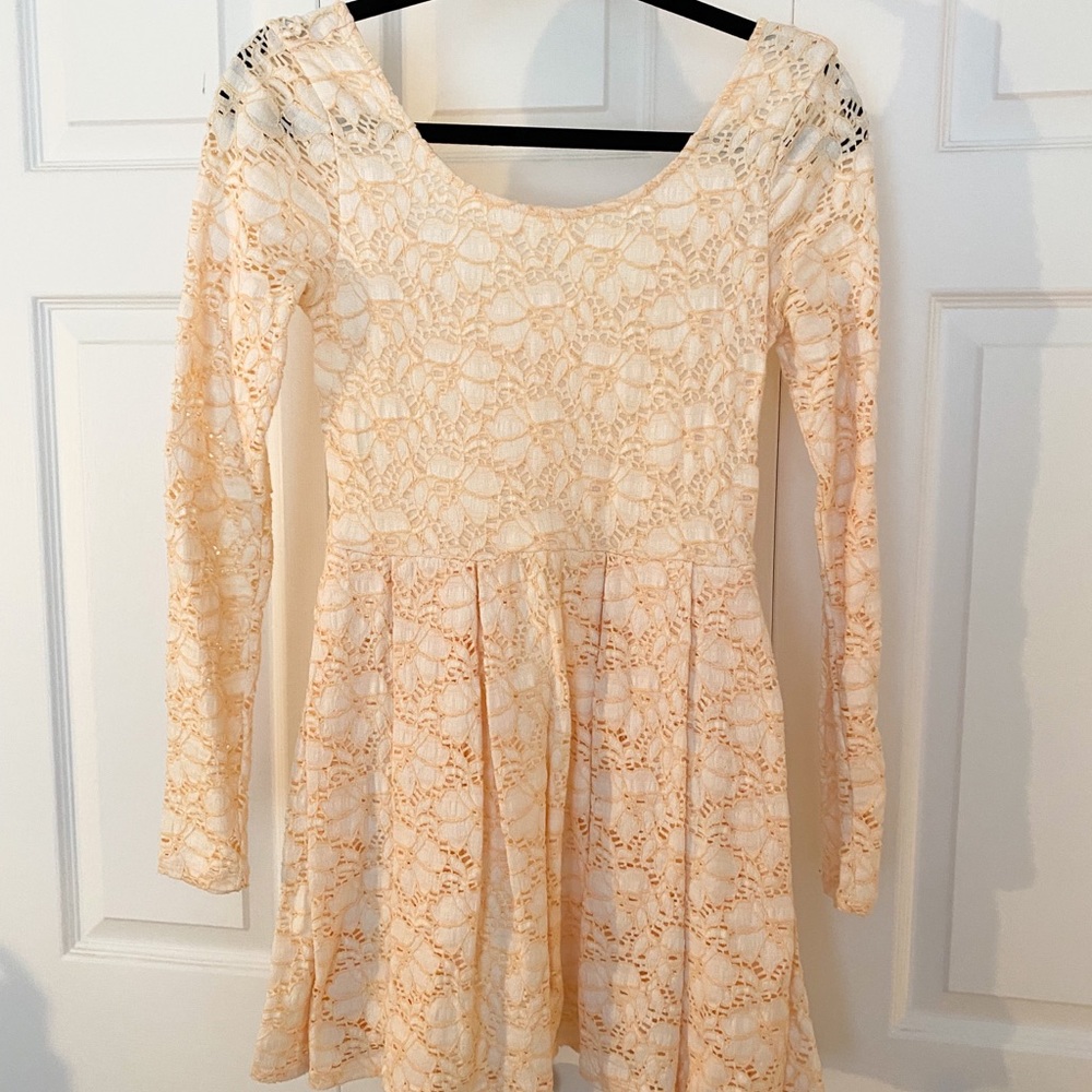 Free People Peach Lace lined dress